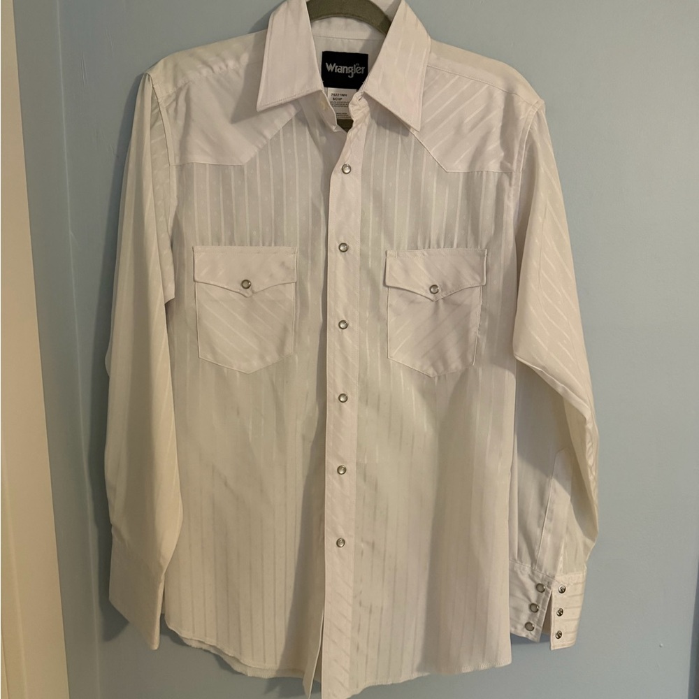 Wrangler White Long-Sleeve Western Snap Shirt